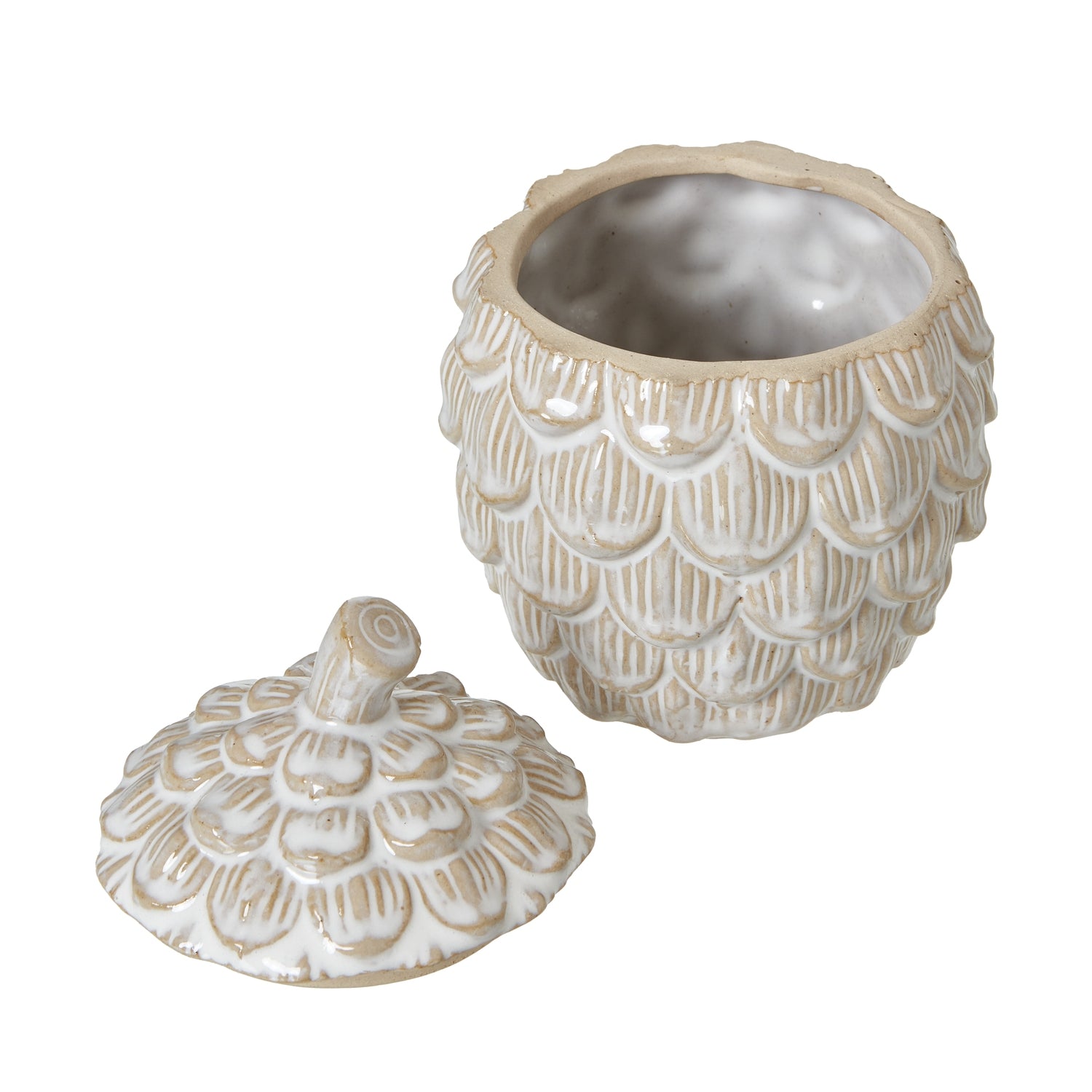 Medium Ceramic Pine Cone Trinket Dish With Lid - Christmas Room Decorations from the Quanta Home collection.