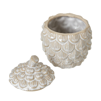 Medium Ceramic Pine Cone Trinket Dish With Lid - Christmas Room Decorations from the Quanta Home collection.