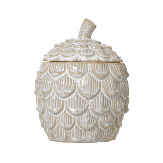 Medium Ceramic Pine Cone Trinket Dish With Lid - Christmas Room Decorations from the Quanta Home collection.