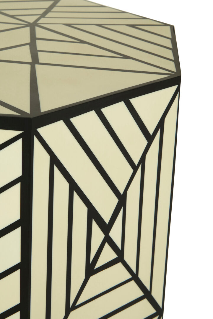 Echo Ivory and Black Resin Geometric Stool and Table