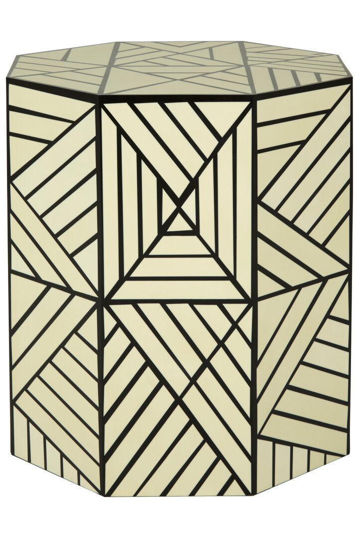 Echo Ivory and Black Resin Geometric Stool and Table