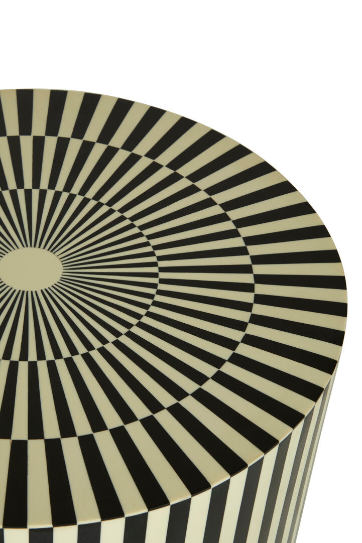 Echo Ivory and Black Resin Table and Stool