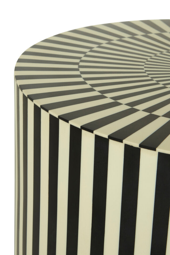 Echo Ivory and Black Resin Table and Stool