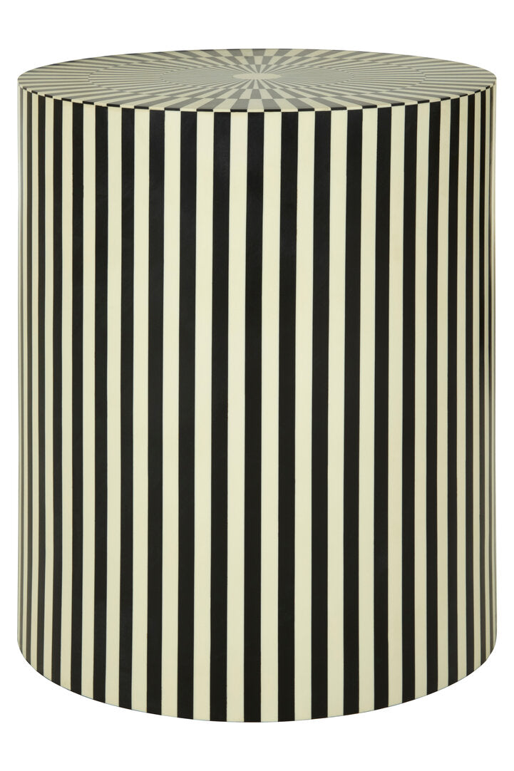 Echo Ivory and Black Resin Table and Stool