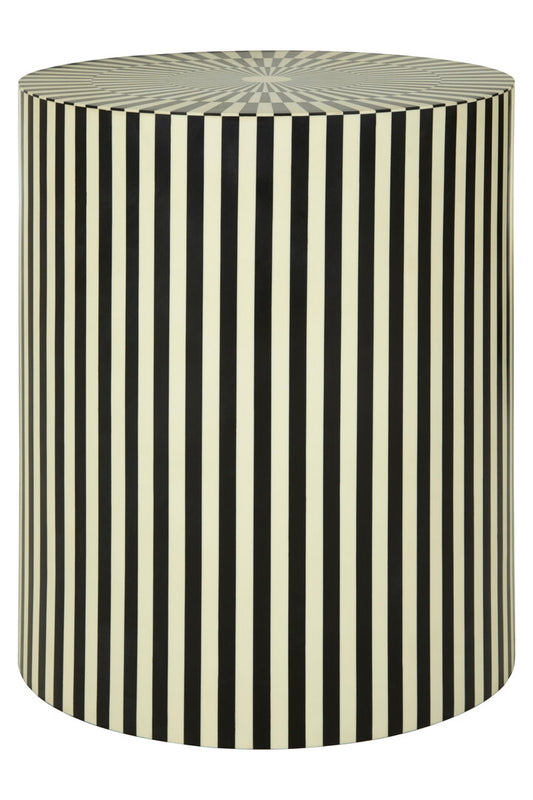 Echo Ivory and Black Resin Table and Stool