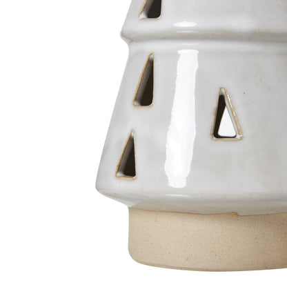 Medium White Ceramic Cut-Out Tree With LED Lights - Christmas Room Decorations from the Quanta Home collection.