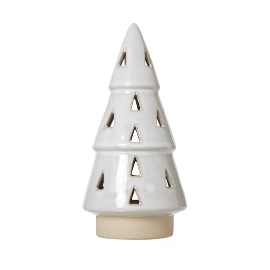 Medium White Ceramic Cut-Out Tree With LED Lights - Christmas Room Decorations from the Quanta Home collection.