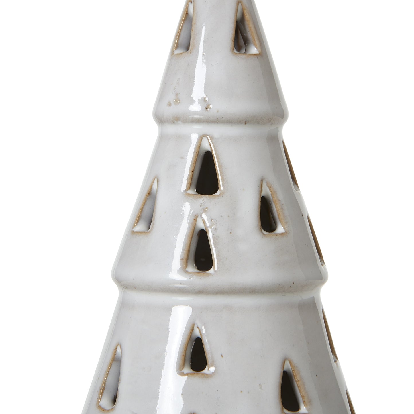 Small White Ceramic Cut-Out Tree With LED Lights - Christmas Room Decorations from the Quanta Home collection.