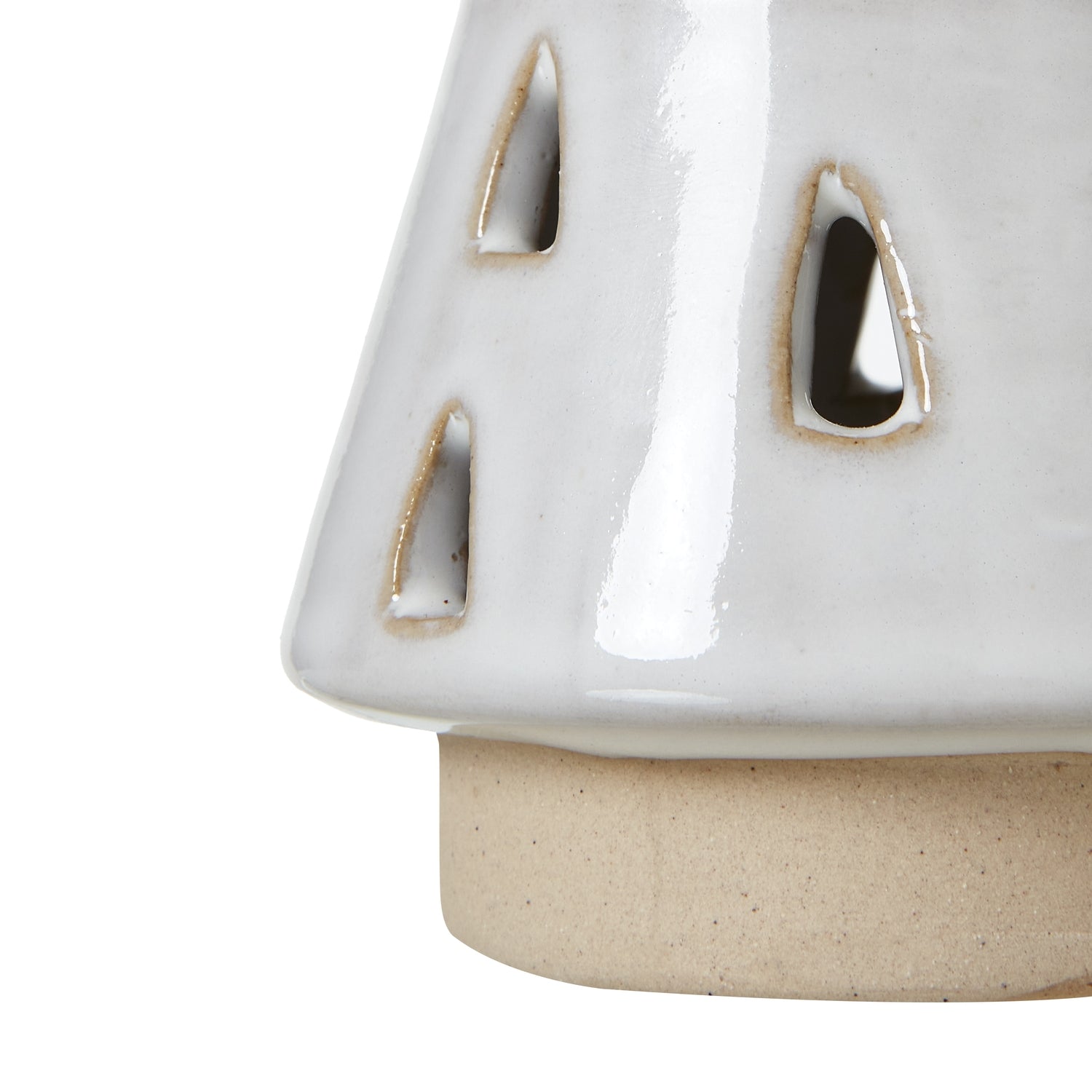Small White Ceramic Cut-Out Tree With LED Lights - Christmas Room Decorations from the Quanta Home collection.