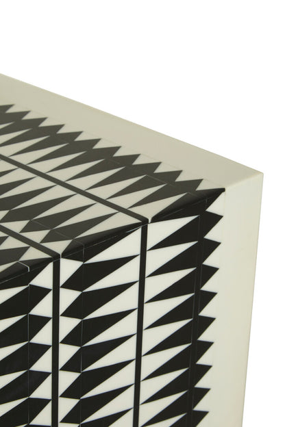 Mono Black and White Resin Table and Stool