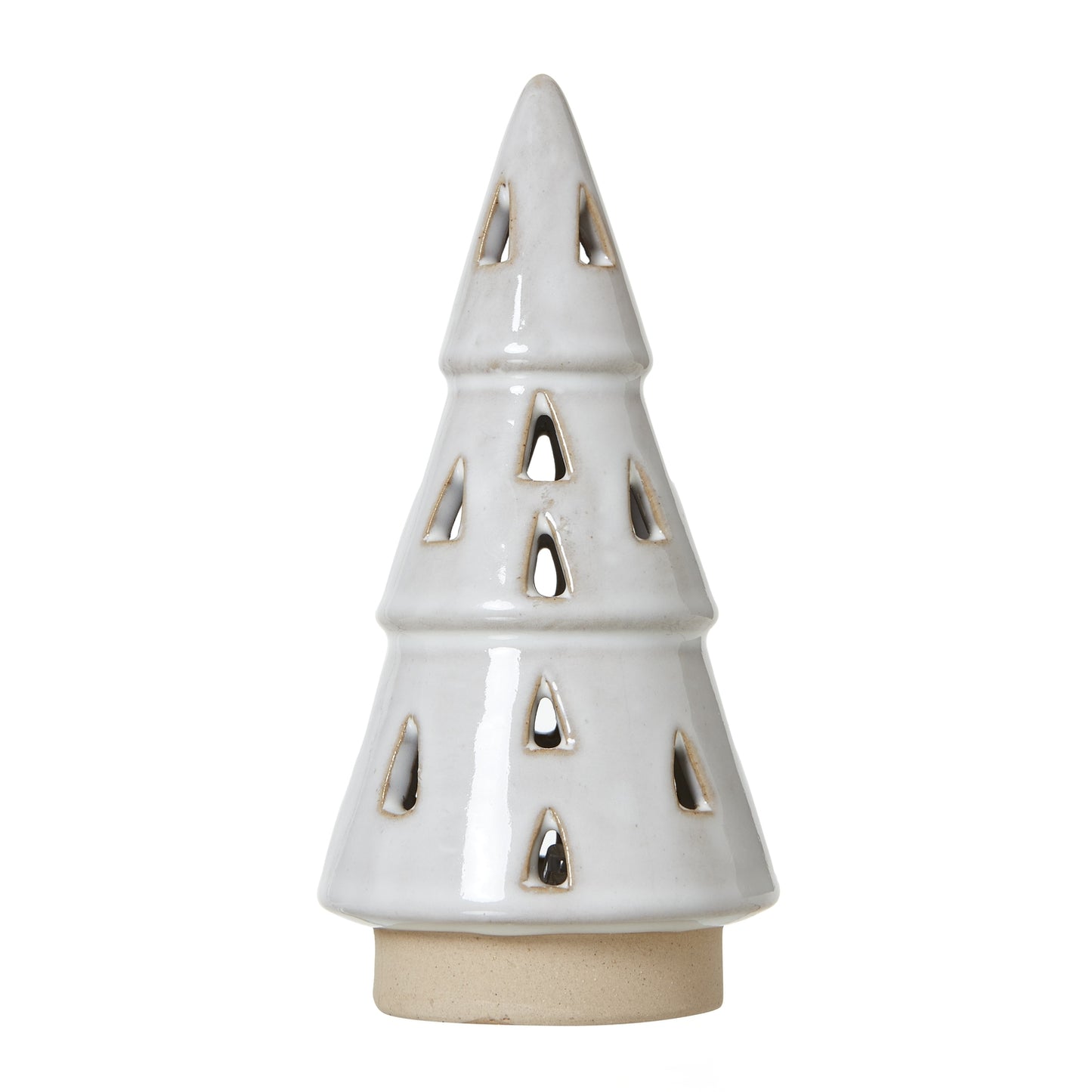 Small White Ceramic Cut-Out Tree With LED Lights - Christmas Room Decorations from the Quanta Home collection.