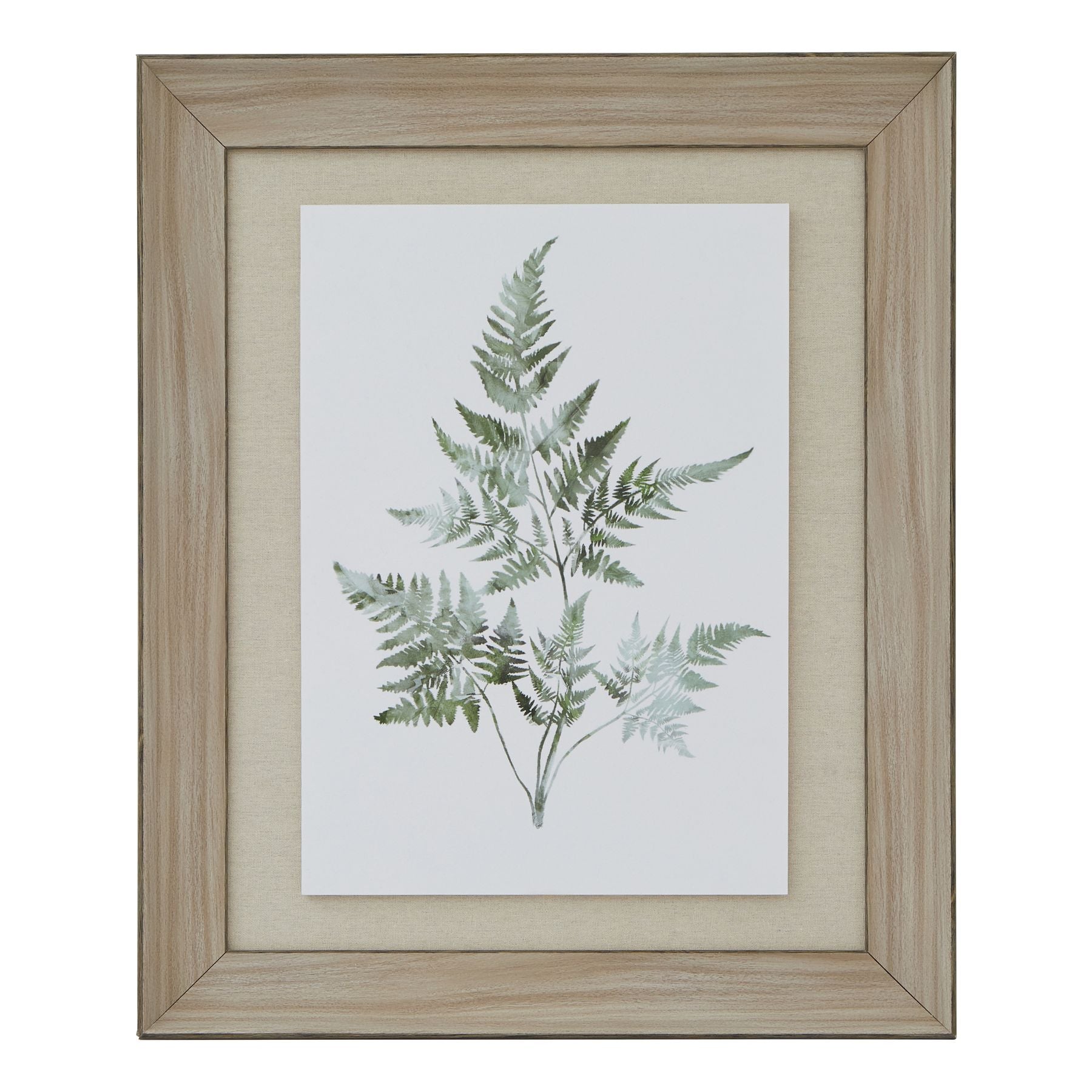 Watercolour Bracken Fern In Washed Wood Frame - Printed Art from the Quanta Home collection.