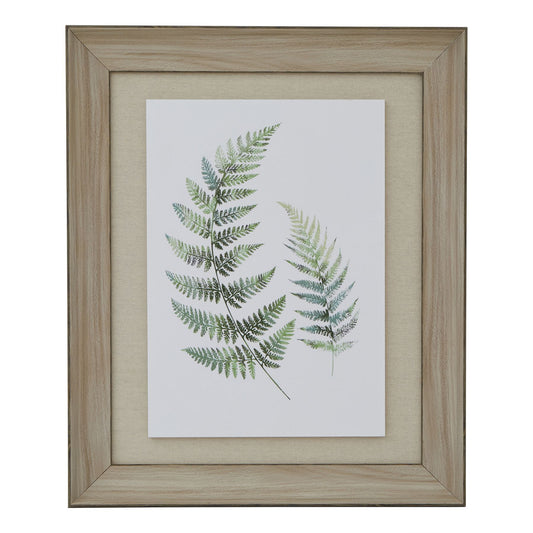 Watercolour ferns in soft green hues, framed in a neutral washed wood frame, adding serene botanical elegance to any space.