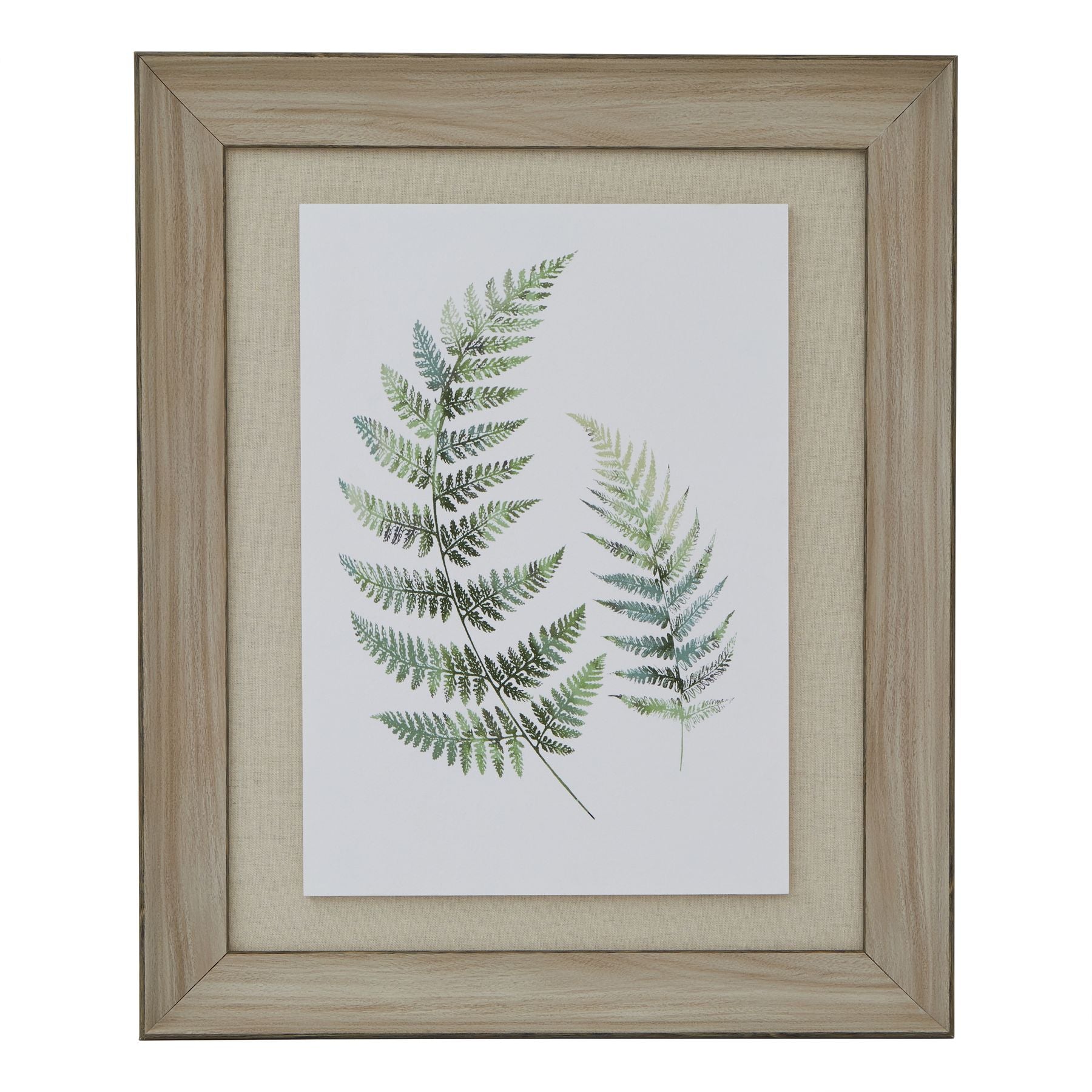 Watercolour Fern Duo In Washed Wood Frame - Printed Art from the Quanta Home collection.