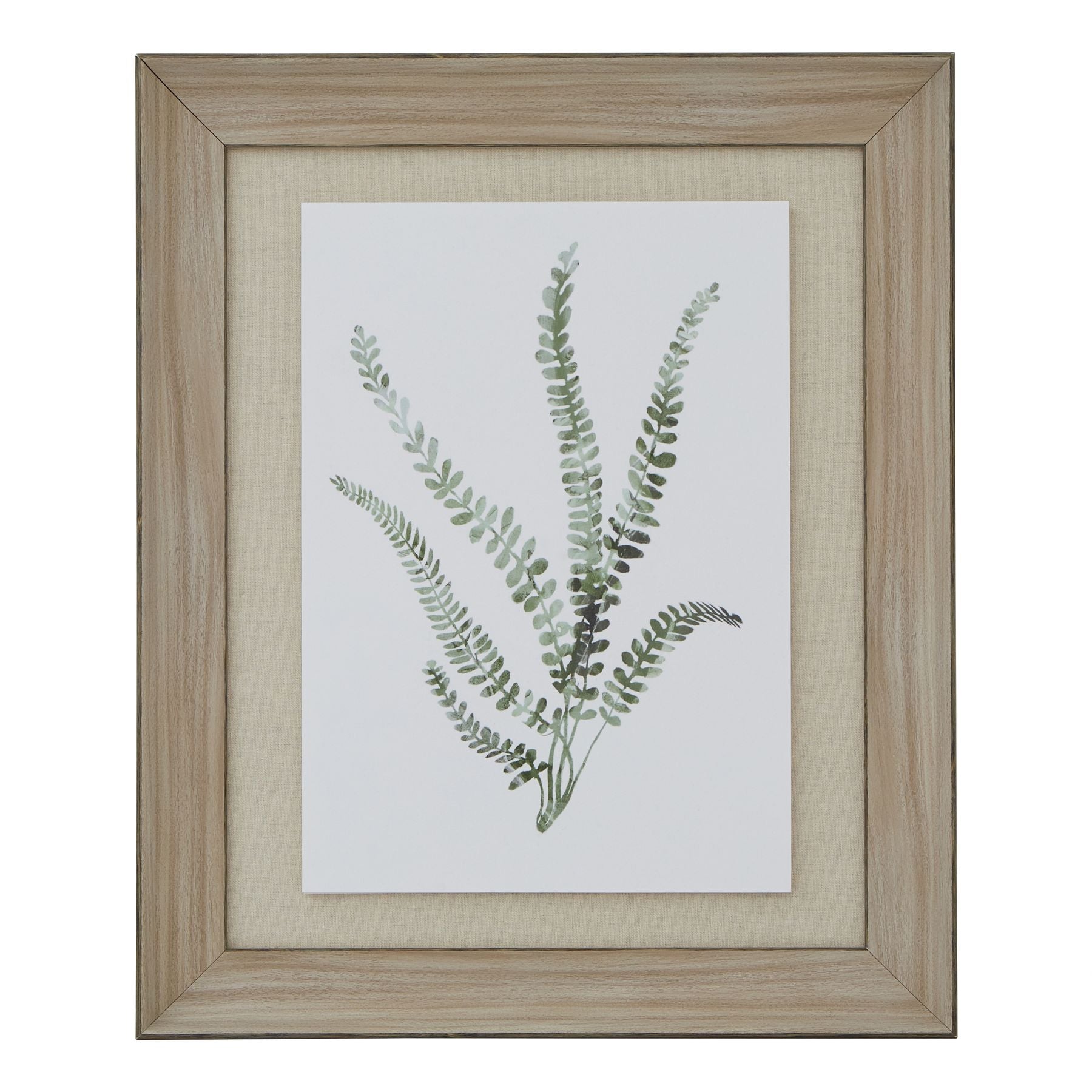 Watercolour Delicate Fern In Washed Wood Frame - Printed Art from the Quanta Home collection.