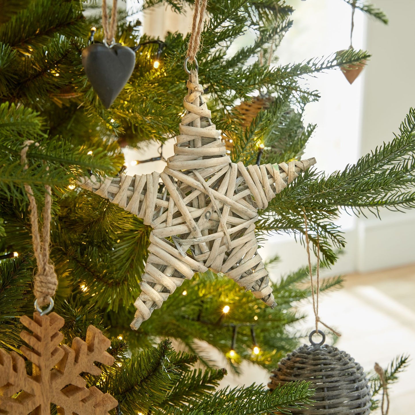 The Noel Collection Medium Wicker Star Decoration - Christmas Decorations from the Quanta Home collection.