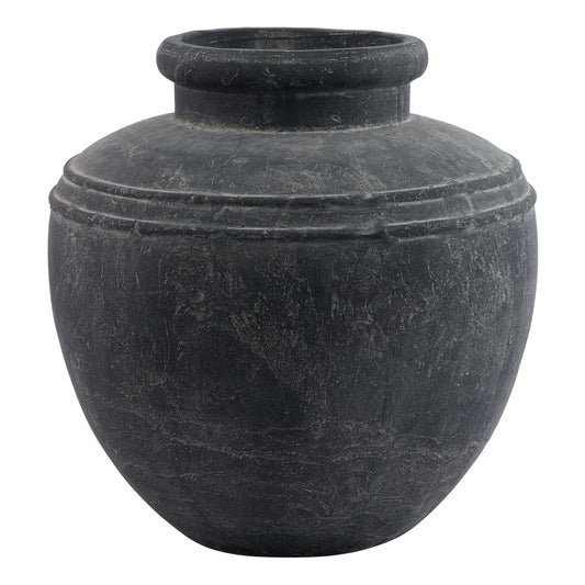 Matte grey water pot with rustic design, featuring subtle texture and elegant lines, perfect for floral displays or decoration.