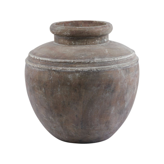 Large, earthen brown water pot with a textured finish and wide mouth, ideal for displaying plants in sophisticated interiors.