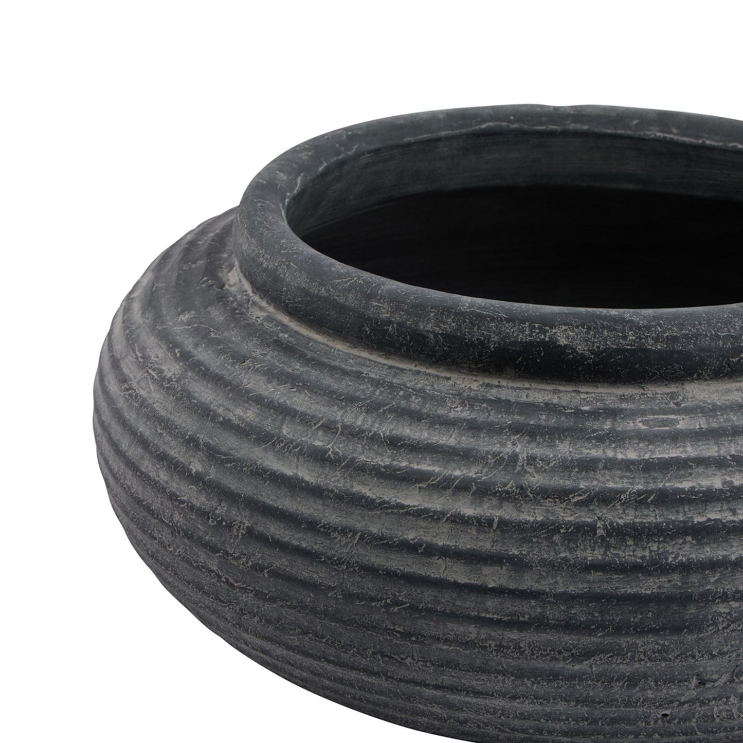 Amalfi Grey Round Ribbed Planter - Indoor Planters from the Quanta Home collection.