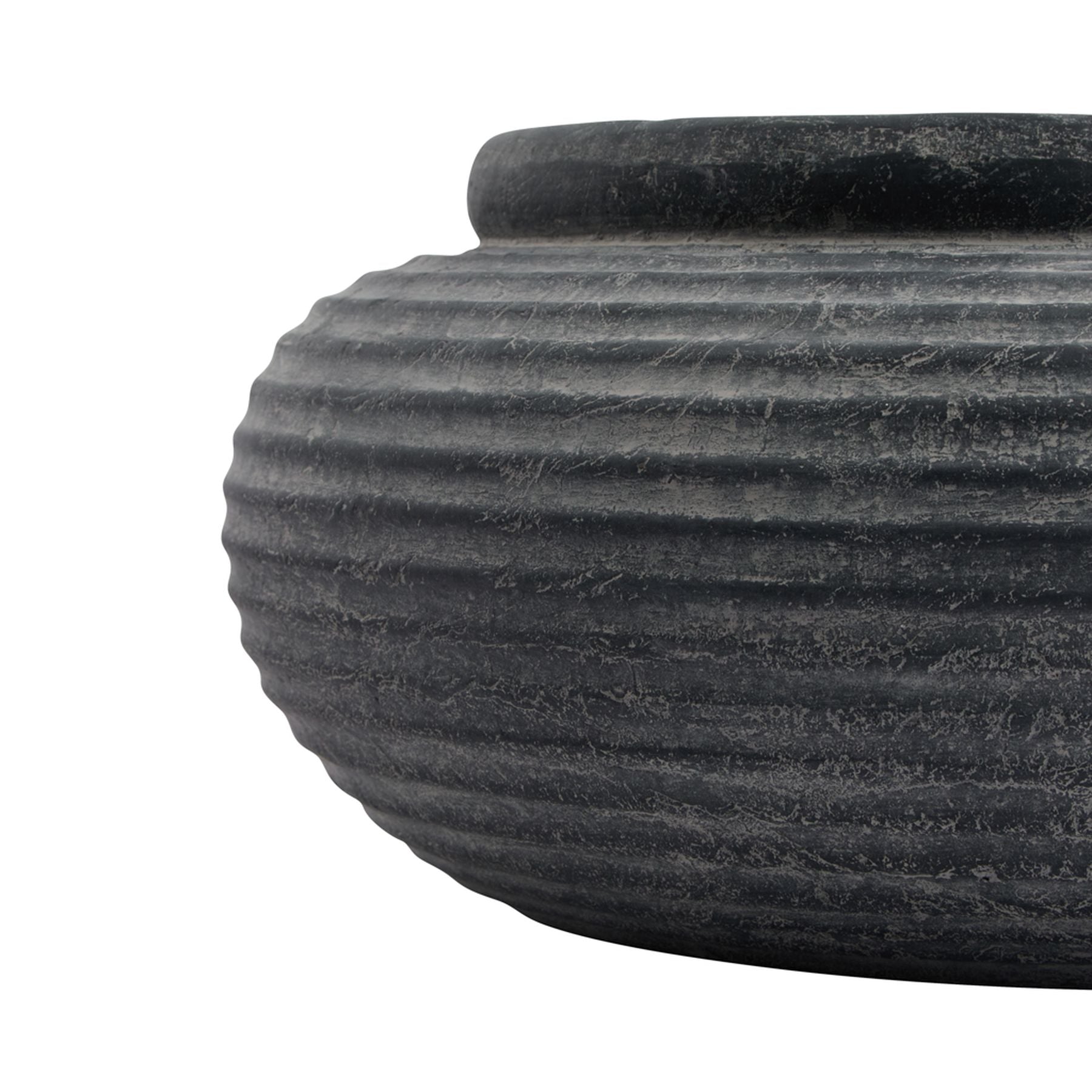 Amalfi Grey Round Ribbed Planter - Indoor Planters from the Quanta Home collection.