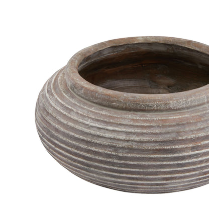 Siena Brown Round Ribbed Planter - Indoor Planters from the Quanta Home collection.