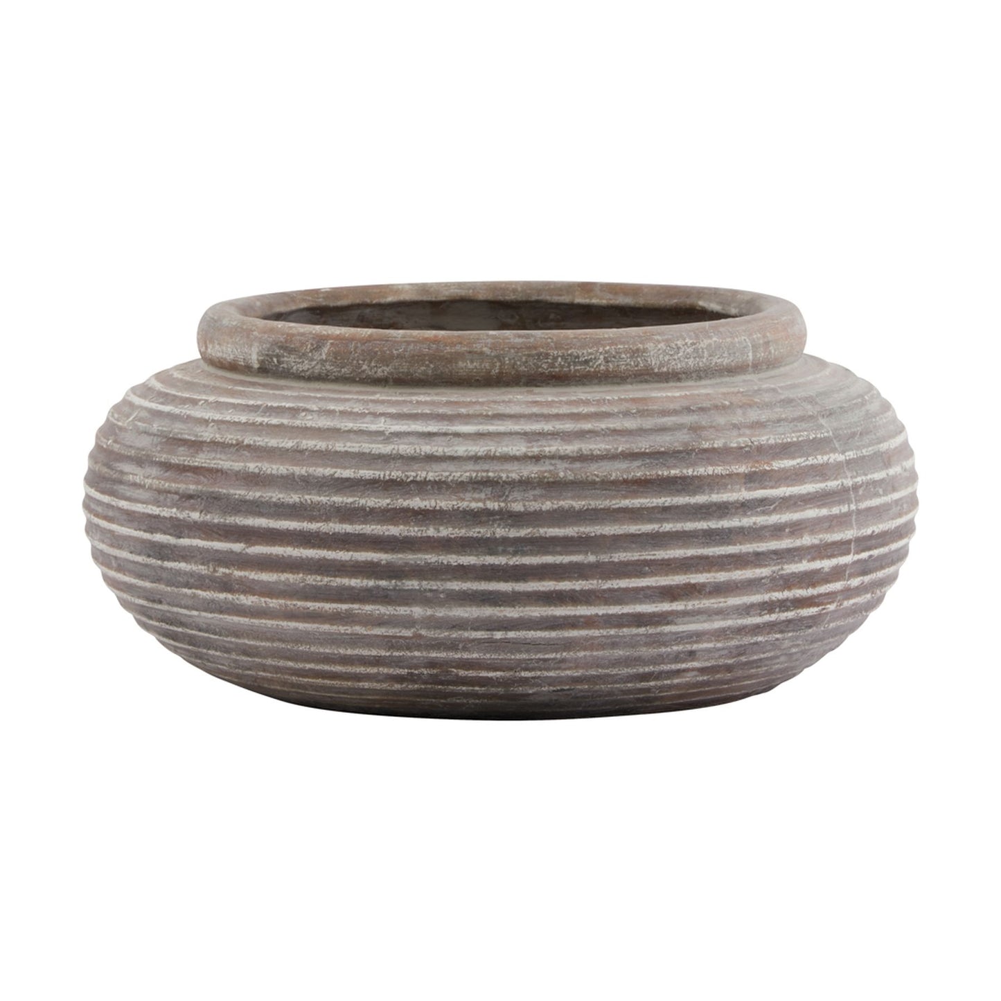Siena Brown Round Ribbed Planter - Indoor Planters from the Quanta Home collection.