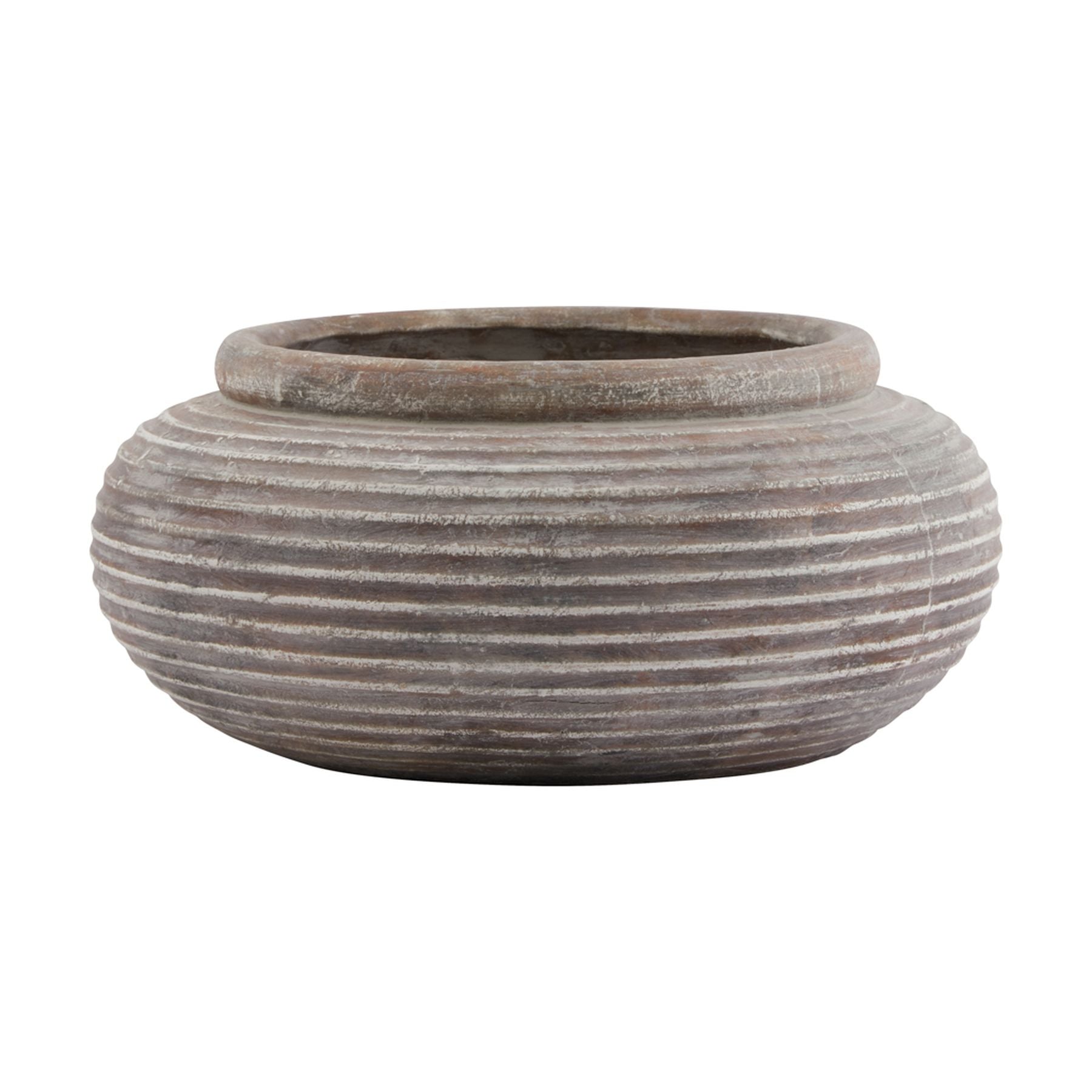 Siena Brown Round Ribbed Planter - Indoor Planters from the Quanta Home collection.