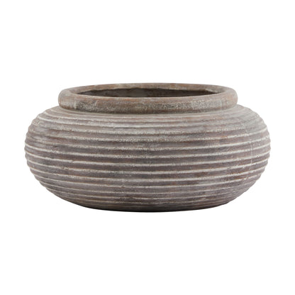 Siena Brown Round Ribbed Planter - Indoor Planters from the Quanta Home collection.