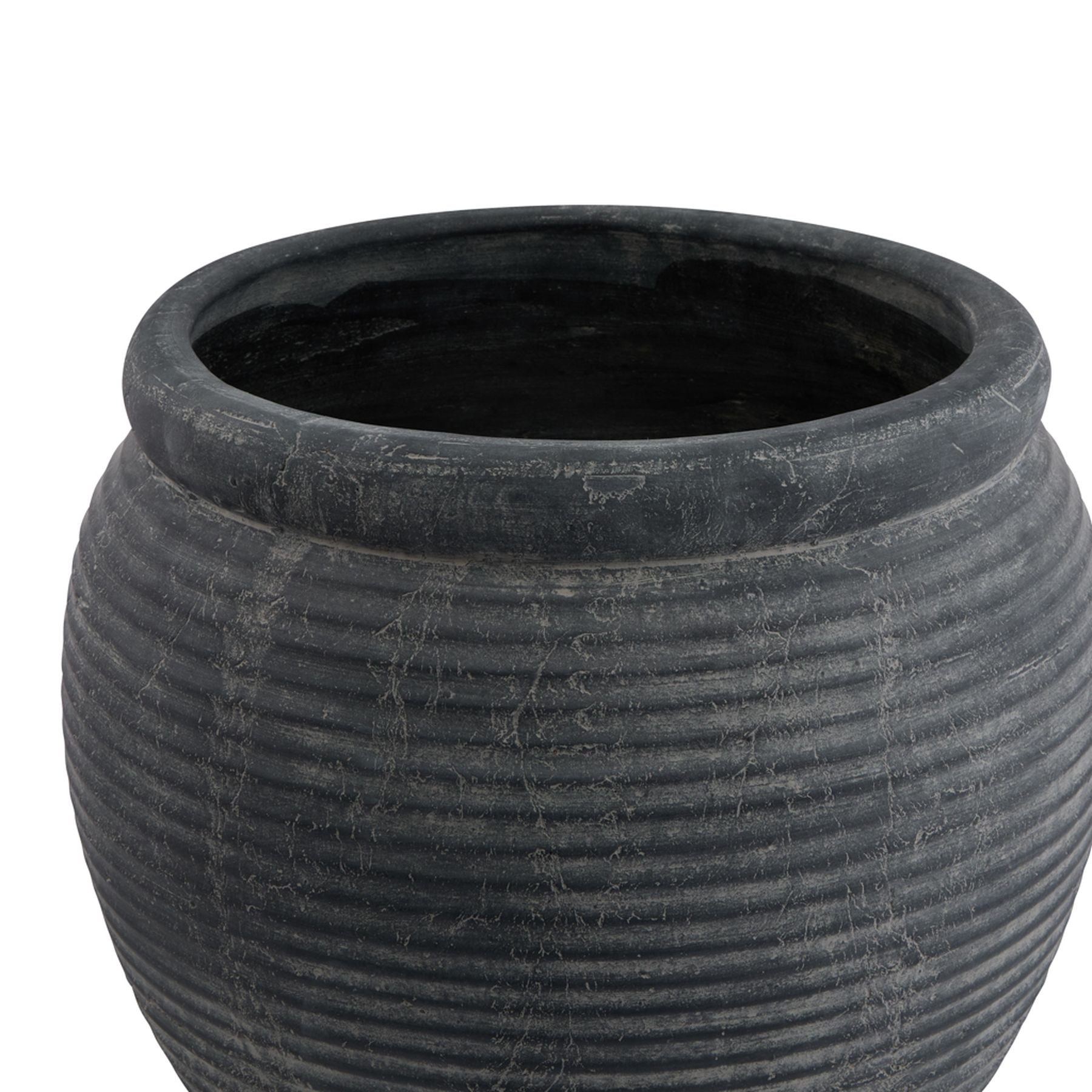 Amalfi Grey Rimmed Large Plant Pot - Indoor Planters from the Quanta Home collection.