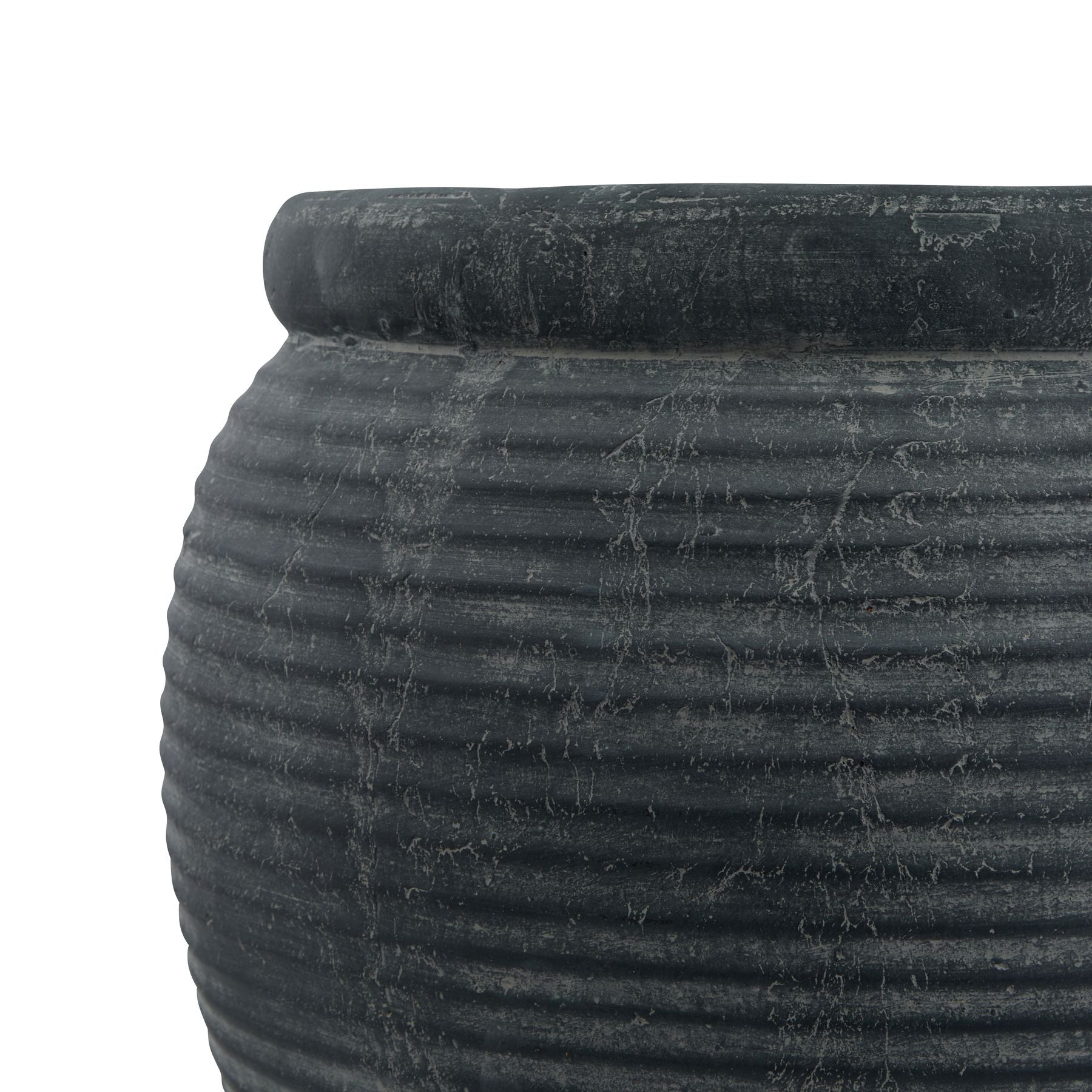 Amalfi Grey Rimmed Large Plant Pot - Indoor Planters from the Quanta Home collection.