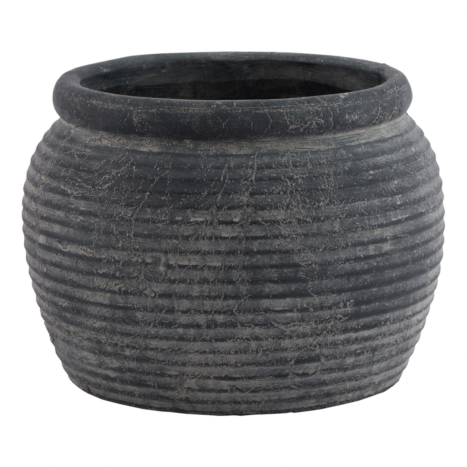 Amalfi Grey Rimmed Large Plant Pot - Indoor Planters from the Quanta Home collection.