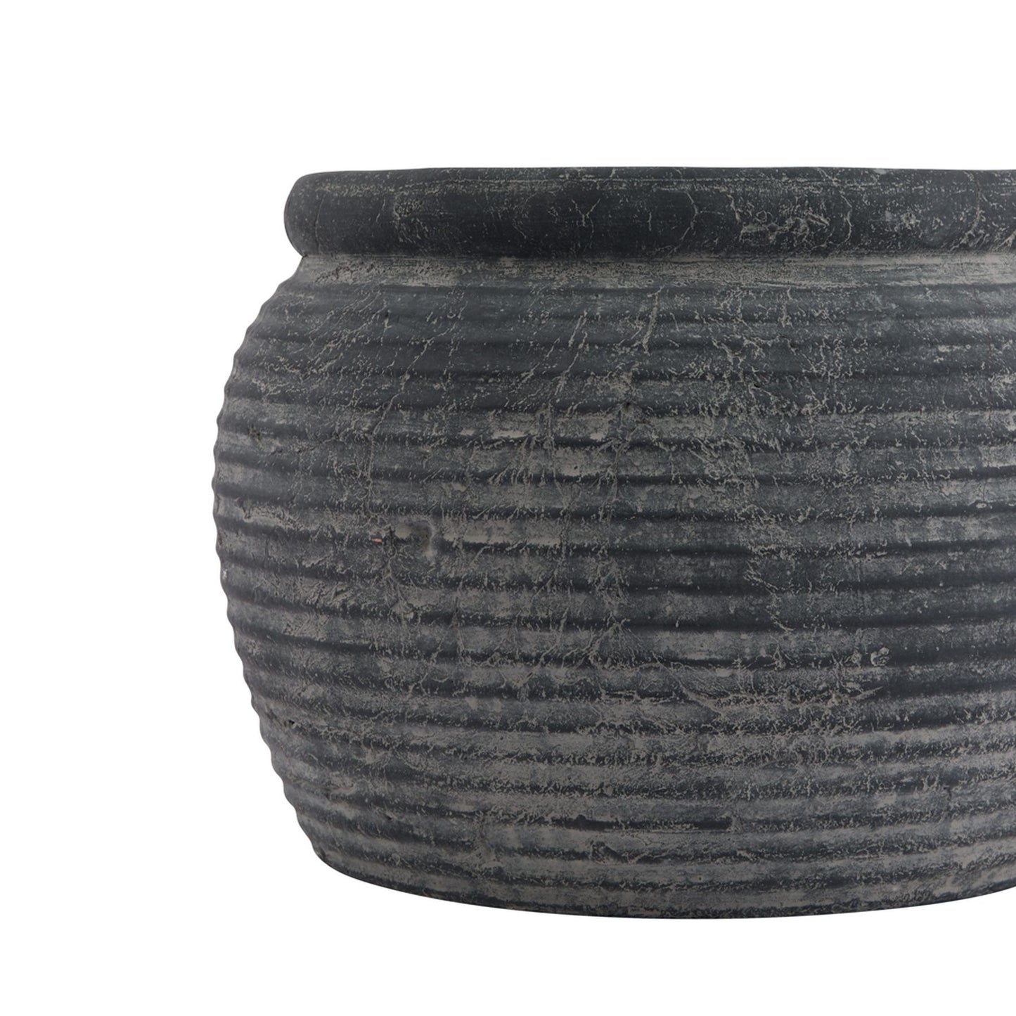 Amalfi Grey Rimmed Plant Pot - Indoor Planters from the Quanta Home collection.