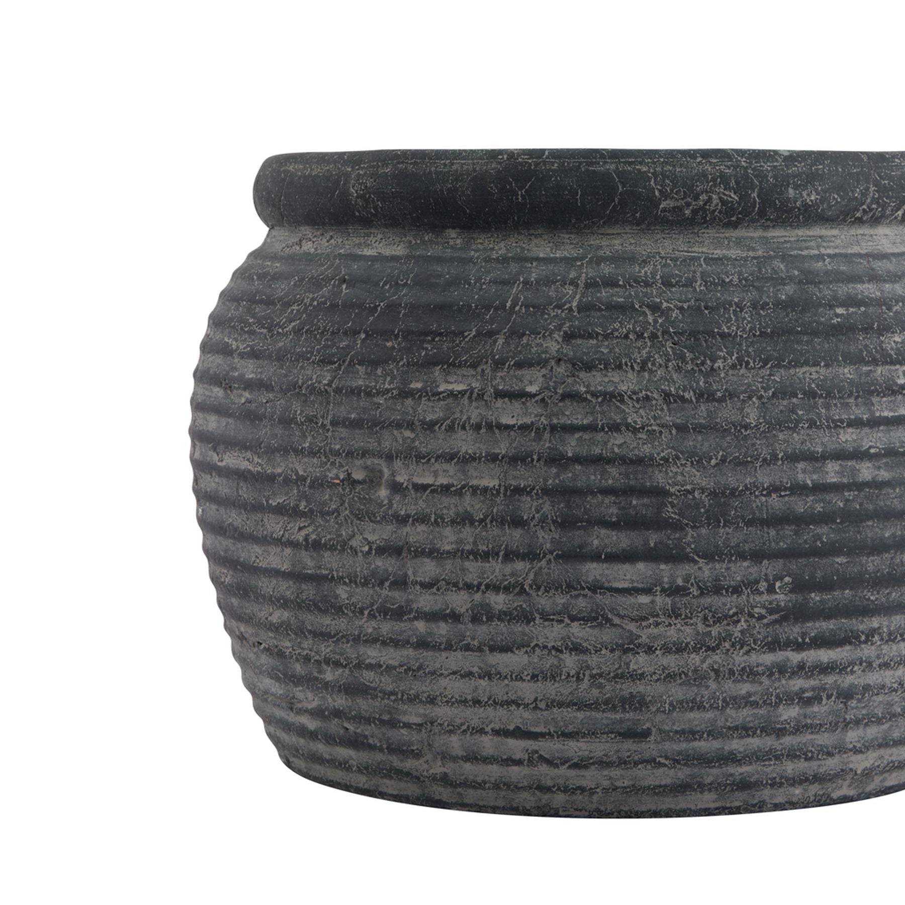 Amalfi Grey Rimmed Plant Pot - Indoor Planters from the Quanta Home collection.