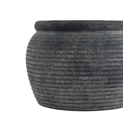 Amalfi Grey Rimmed Plant Pot - Indoor Planters from the Quanta Home collection.