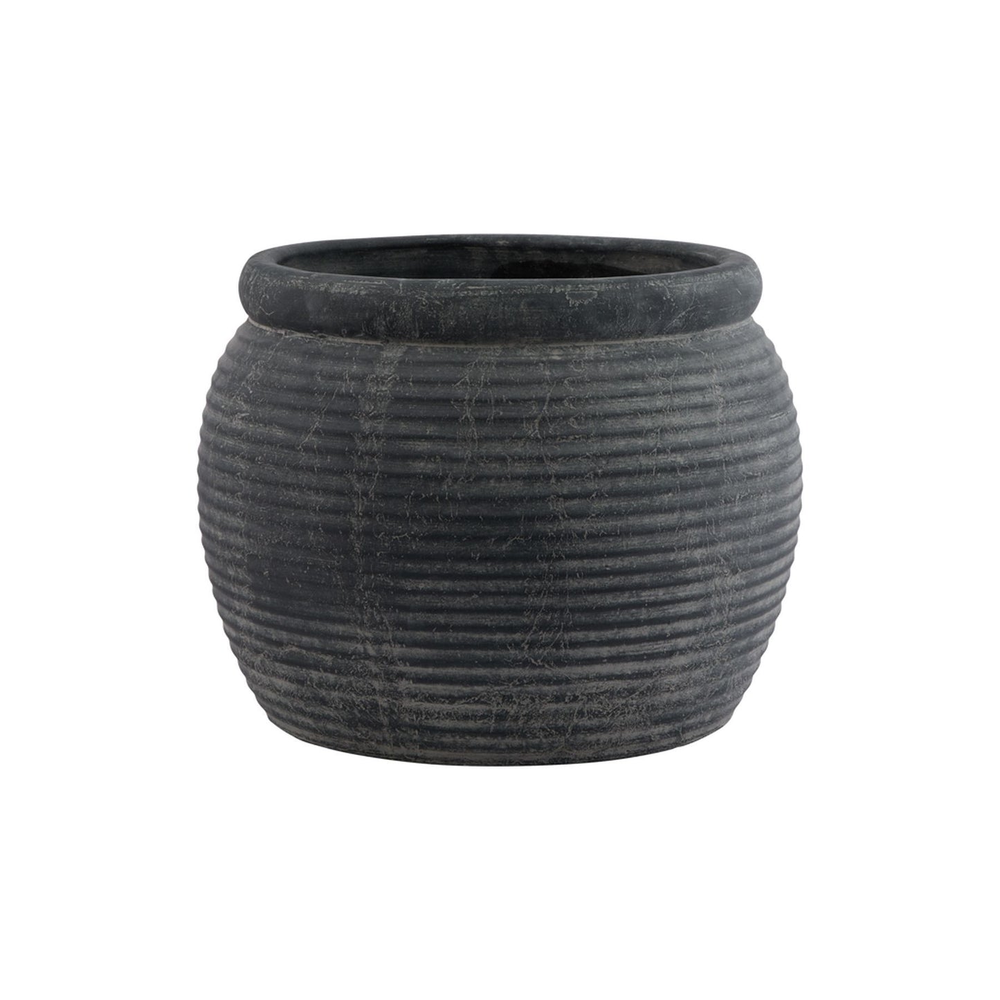 Amalfi Grey Rimmed Plant Pot - Indoor Planters from the Quanta Home collection.