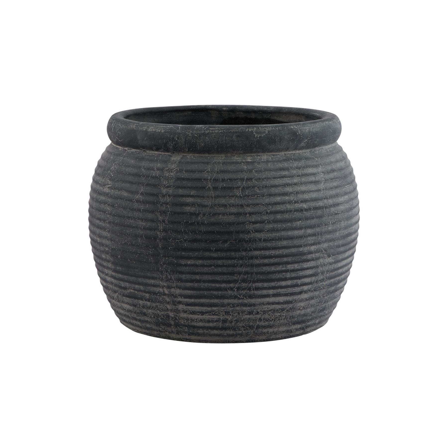 Amalfi Grey Rimmed Plant Pot - Indoor Planters from the Quanta Home collection.