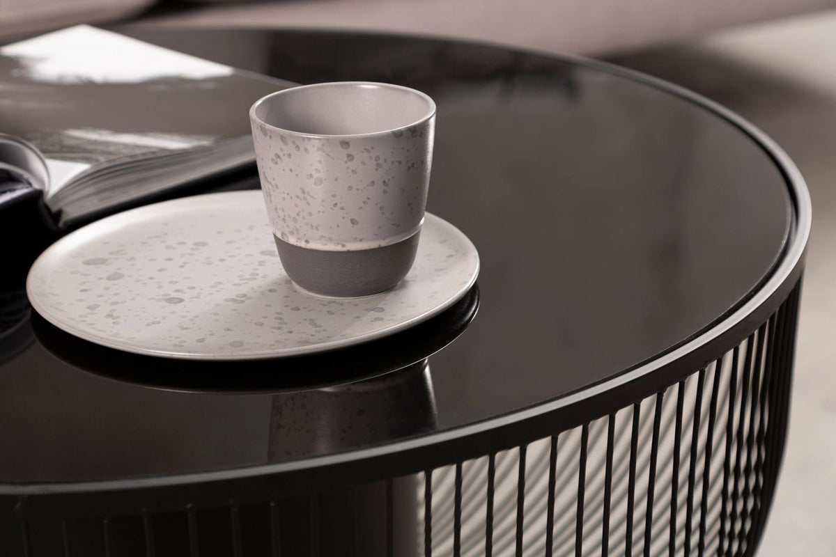 Alpine Coffee Table with Black Glass Top