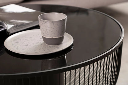 Alpine Coffee Table with Black Glass Top
