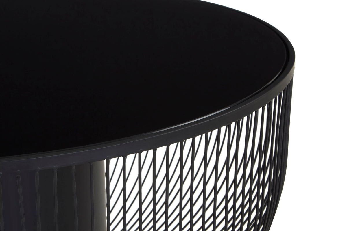 Alpine Coffee Table with Black Glass Top