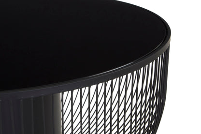 Alpine Coffee Table with Black Glass Top