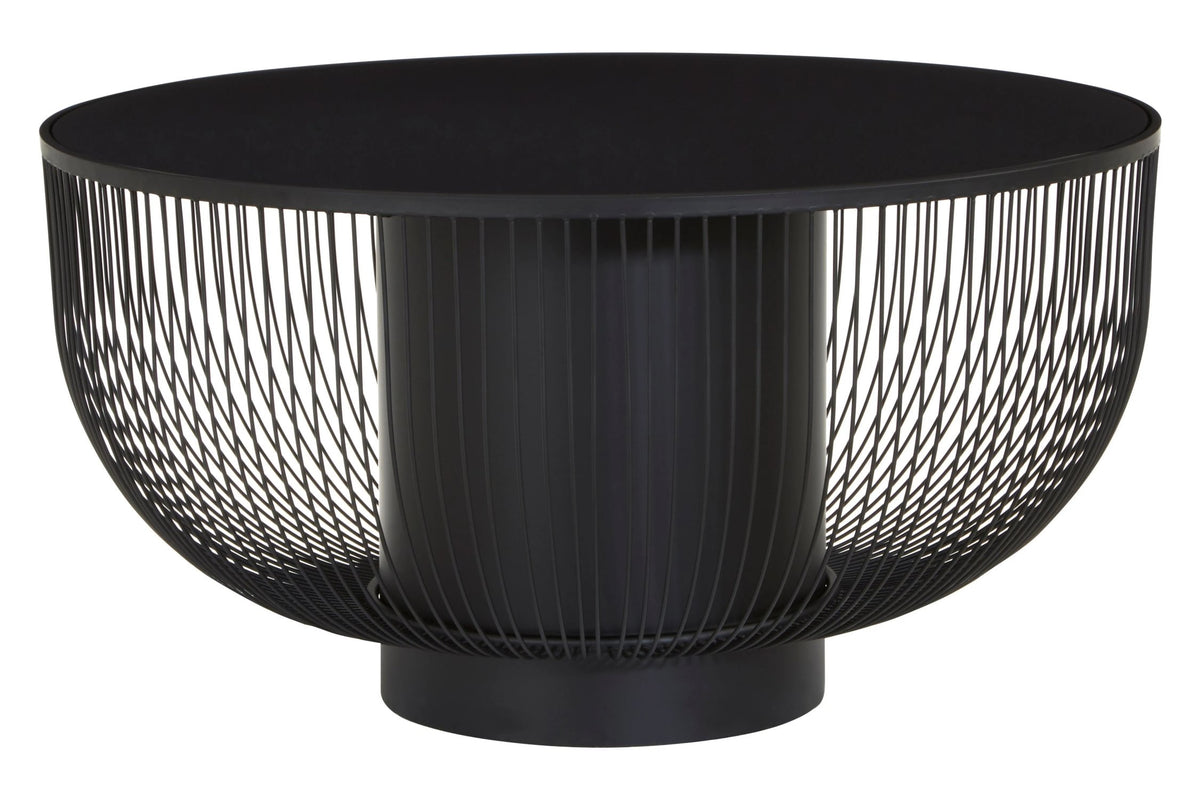Alpine Coffee Table with Black Glass Top