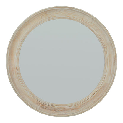 Washed Wood Round Framed Mirror - Wall Mirrors from the Quanta Home collection.