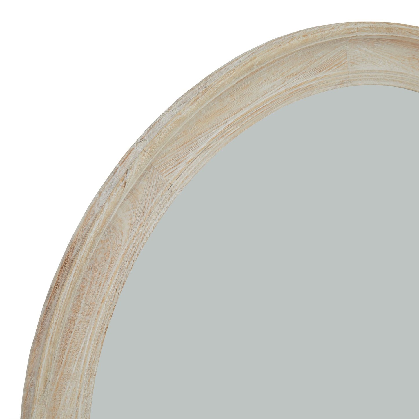 Washed Wood Round Framed Large Mirror - Wall Mirrors from the Quanta Home collection.