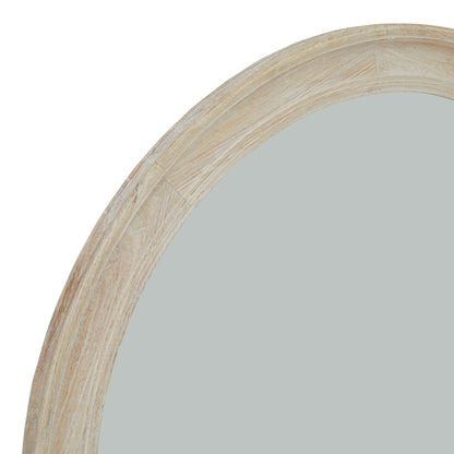 Washed Wood Round Framed Large Mirror - Wall Mirrors from the Quanta Home collection.