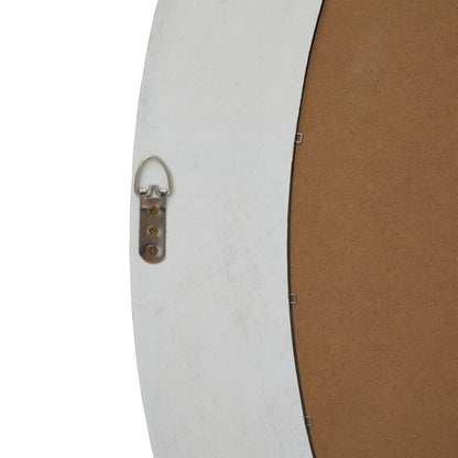 Washed Wood Round Framed Large Mirror - Wall Mirrors from the Quanta Home collection.
