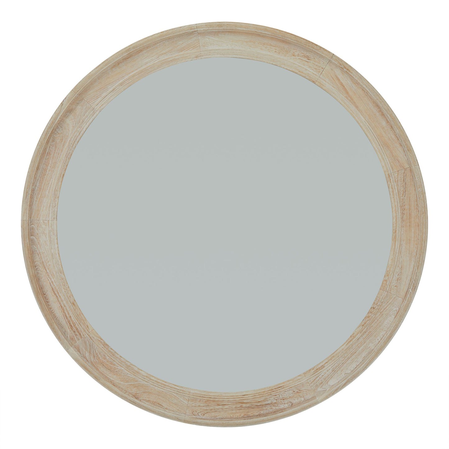 Washed Wood Round Framed Large Mirror - Wall Mirrors from the Quanta Home collection.