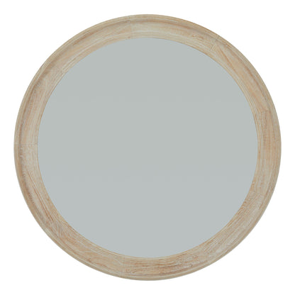 Washed Wood Round Framed Large Mirror - Wall Mirrors from the Quanta Home collection.