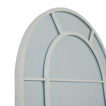 White Large Arched Window Mirror - Wall Mirrors from the Quanta Home collection.