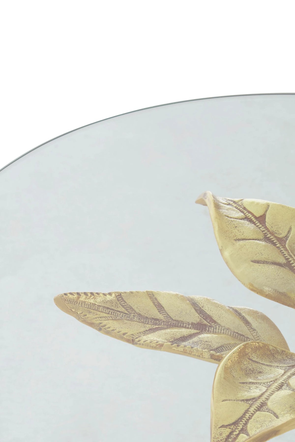 Ginkgo Glass Gold Leaf Design Round Side Table