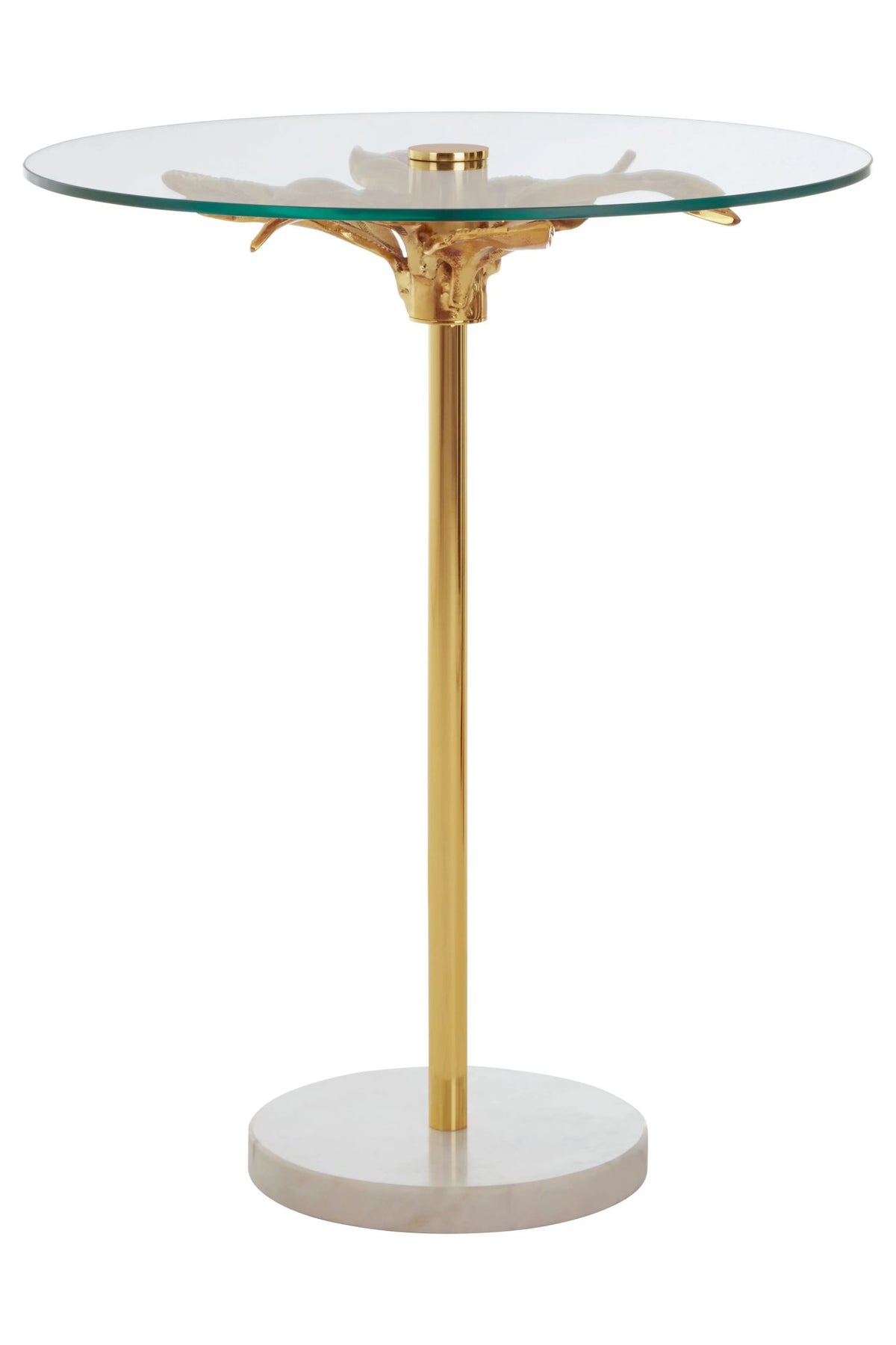 Ginkgo Glass Gold Leaf Design Round Side Table
